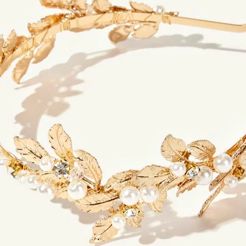 "Kariani" - Gold Pearl Bridal Headband