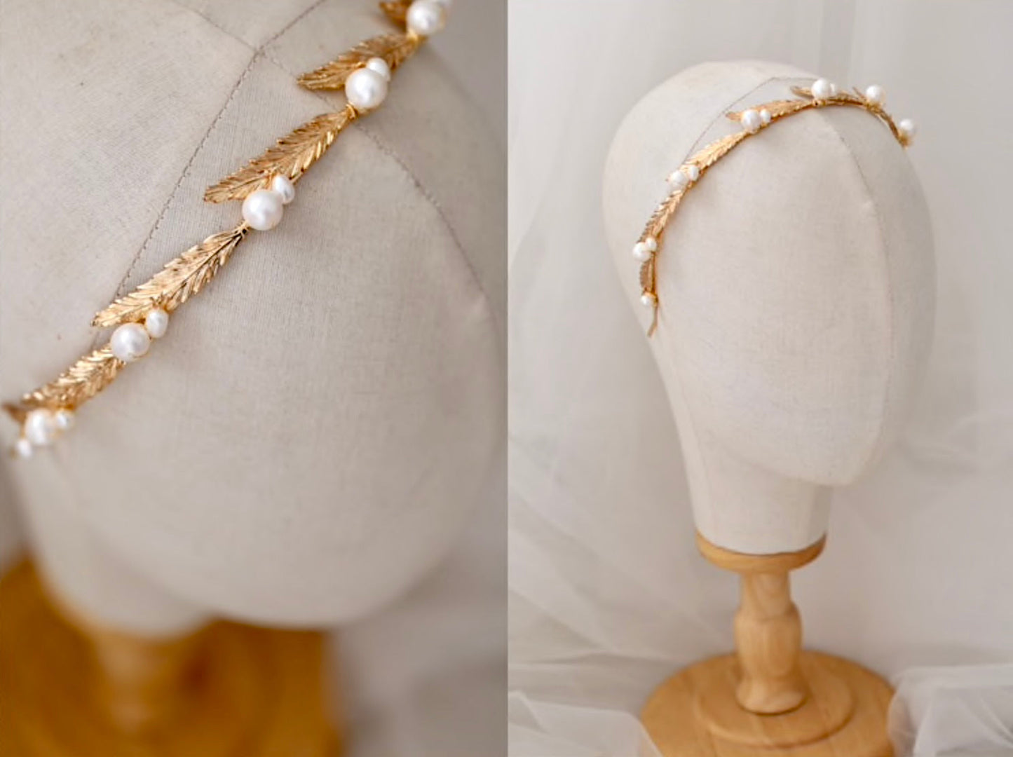 "Finley" - Gold Freshwater Pearl Bridal Headband