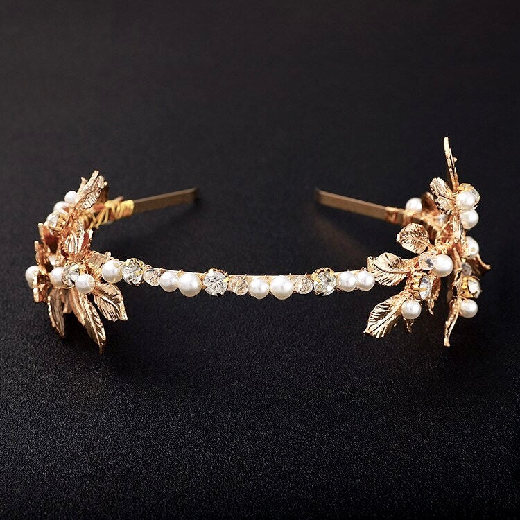 "Kariani" - Gold Pearl Bridal Headband