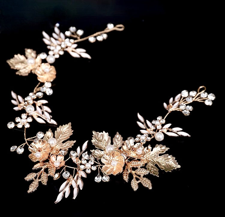 "Charmaine" - Gold Pearl Bridal Headdress