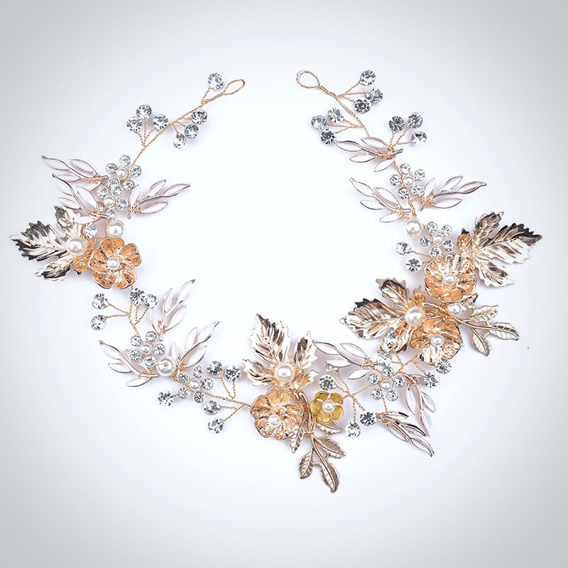 "Charmaine" - Gold Pearl Bridal Headdress