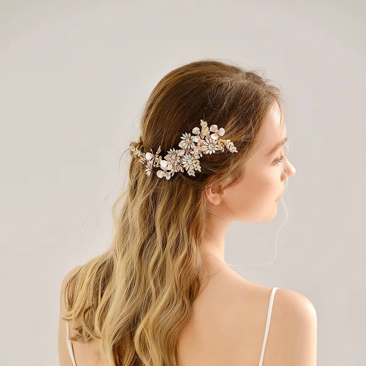 Selima - Gold Crystal Bridal Hair Clip