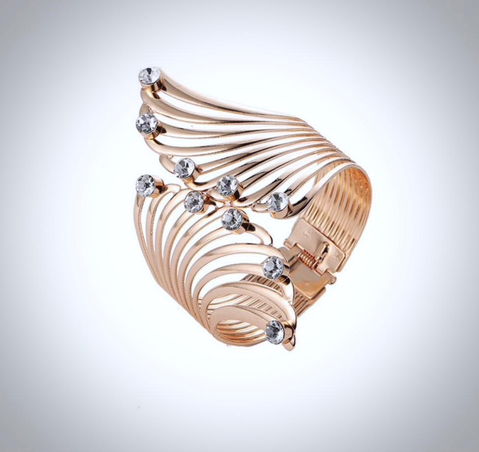 "Hollywood" - Cubic Zirconia Gold Cuff Bracelet