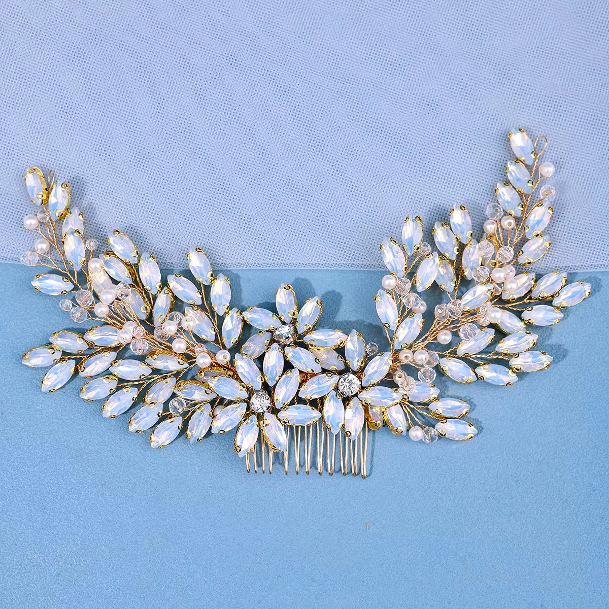 Ina - Pearl and Crystal Bridal Hair Comb - Available in Silver, Rose Gold and Yellow Gold