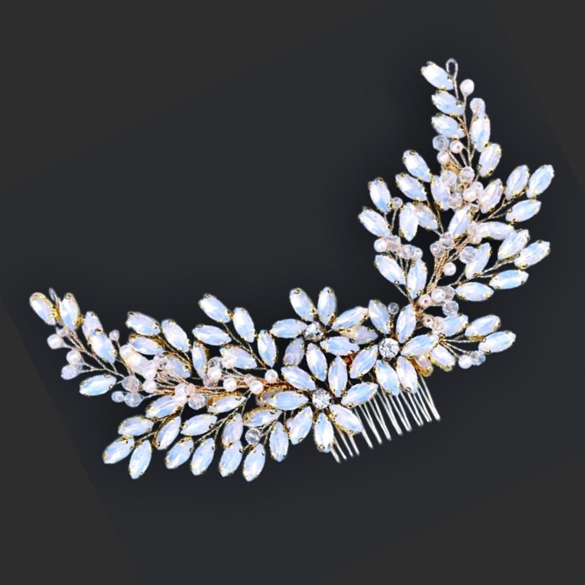 Ina - Pearl and Crystal Bridal Hair Comb - Available in Silver, Rose Gold and Yellow Gold