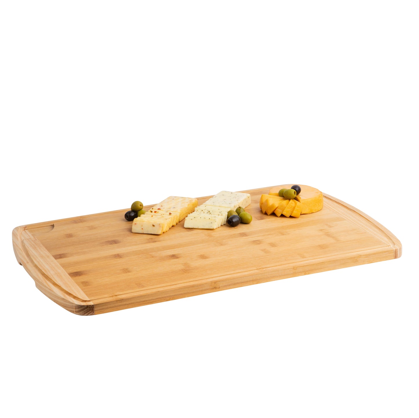 Bamboo Cutting Board Tray 23.5"L x 15.5"W x 0.7"H Eco Friendly Kitchen Gadget Wooden Serving Trays for Meat, Vegetables, Cheese and Charcuterie Board