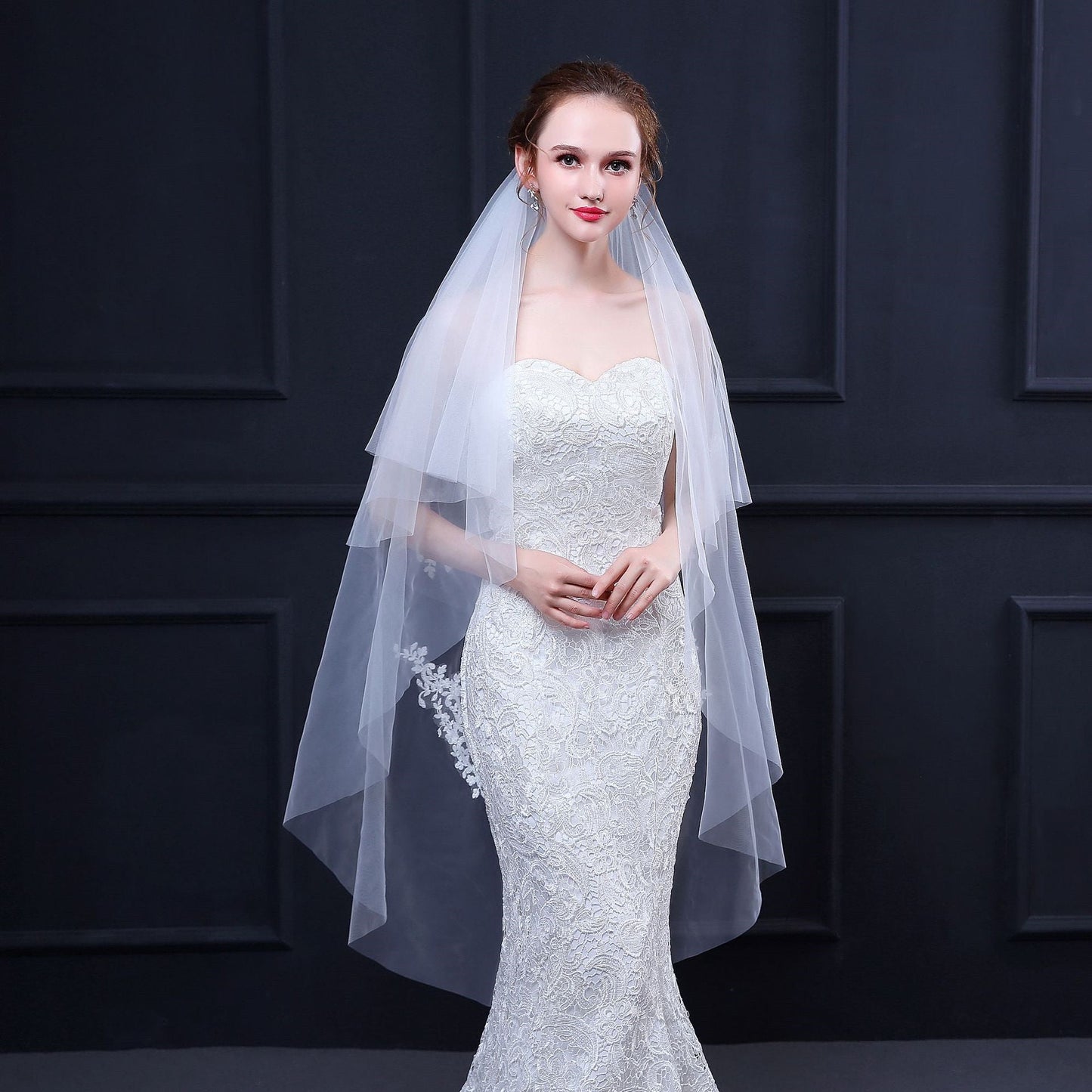 "Jody" - Ivory Fingertip Length Bridal Veil