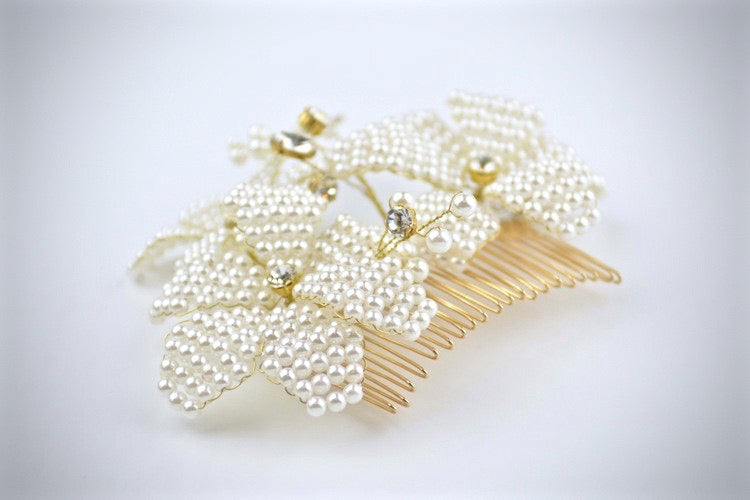 "Rhea" - Gold Pearl Bridal Hair Comb