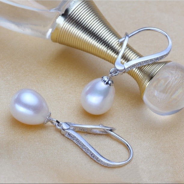 Allie - Freshwater Pearl and Sterling Silver Bridal Earrings