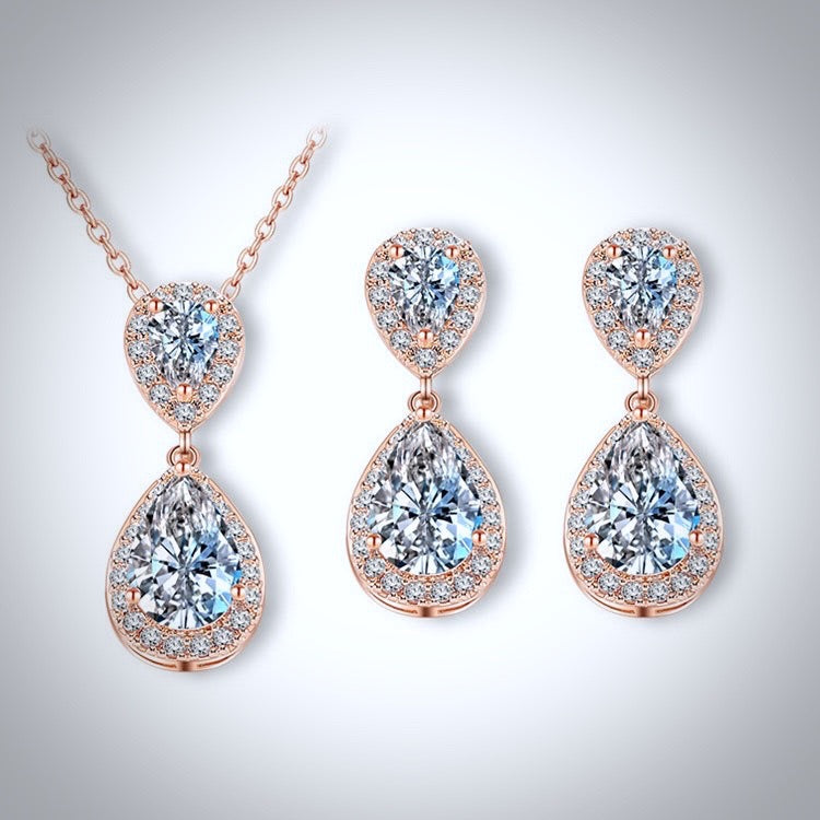 Renee - Cubic Zirconia Bridal Jewelry Set - Available in Silver, Rose Gold and Yellow Gold