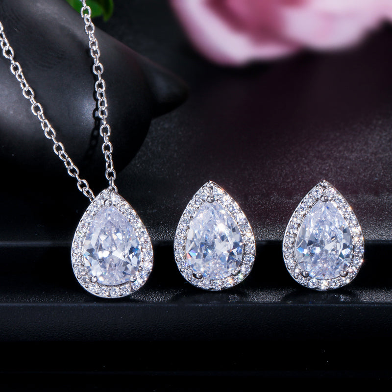 Tina - Cubic Zirconia Bridal Jewelry Set - Available in Silver, Rose Gold and Yellow Gold