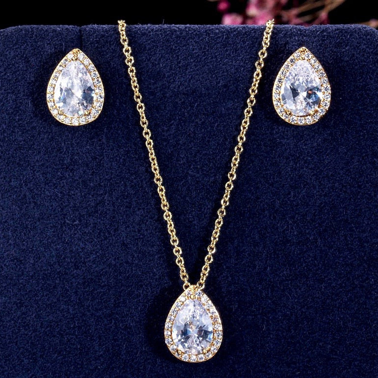 Tina - Cubic Zirconia Bridal Jewelry Set - Available in Silver, Rose Gold and Yellow Gold
