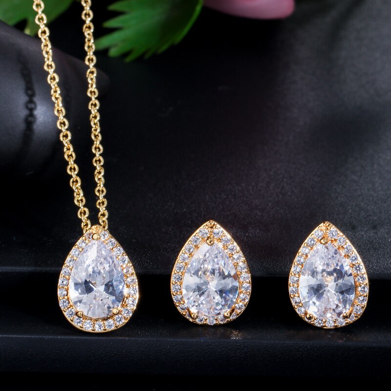 Tina - Cubic Zirconia Bridal Jewelry Set - Available in Silver, Rose Gold and Yellow Gold