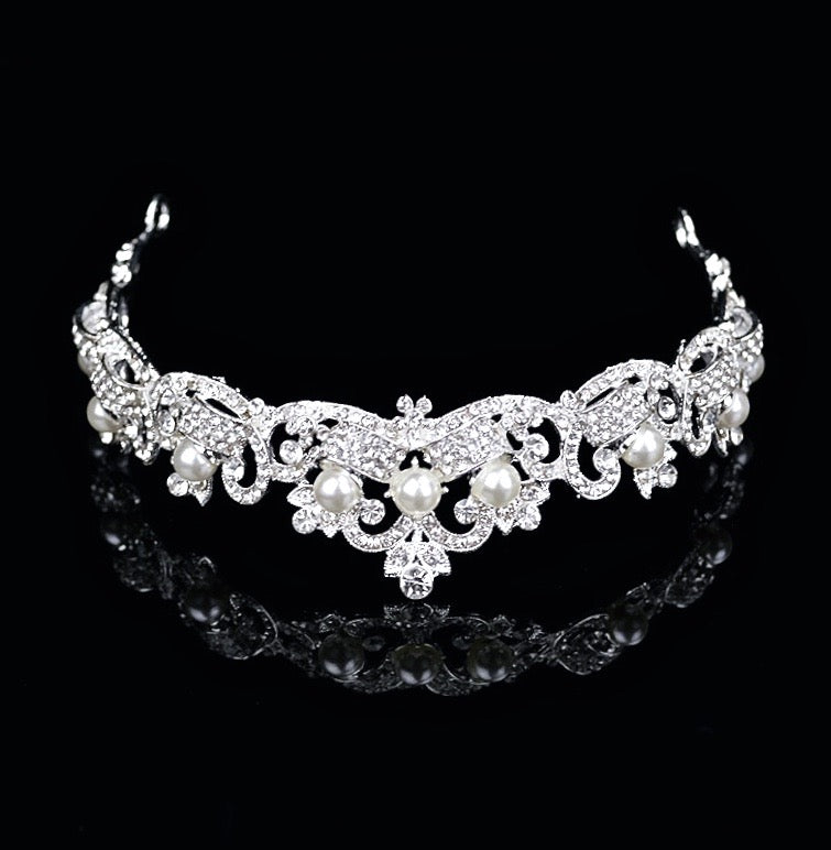 Jolene - Wedding Pearl and Rhinestone Tiara