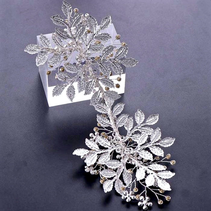 "Selina" - Silver Crystal Bridal Headband/Hair Vine