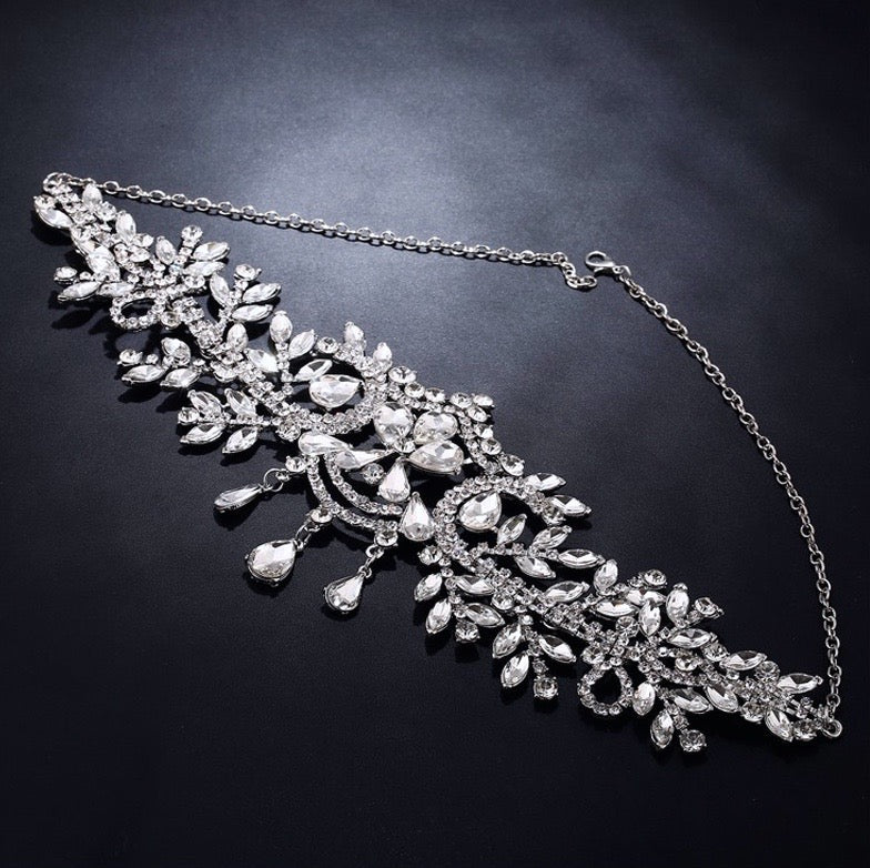 "Kiara" - Crystal Bridal Forehead Chain / Headdress - Available in Silver, Rose Gold and Yellow Gold