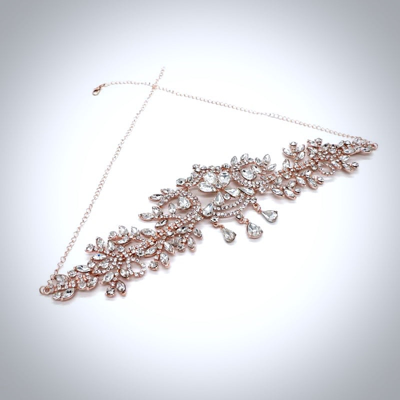 "Kiara" - Crystal Bridal Forehead Chain / Headdress - Available in Silver, Rose Gold and Yellow Gold