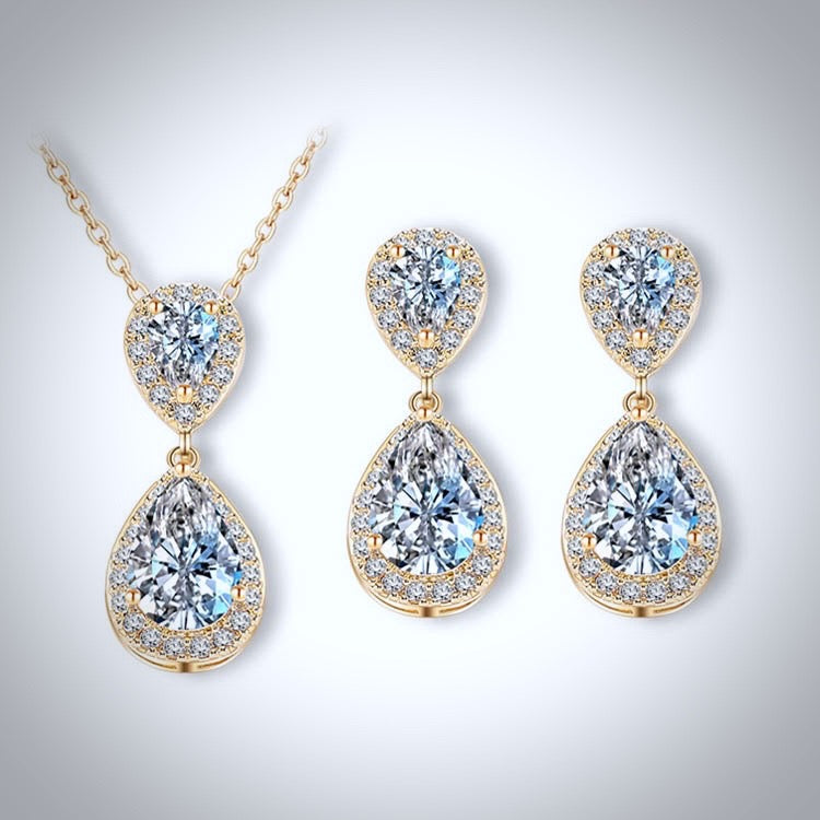 Renee - Cubic Zirconia Bridal Jewelry Set - Available in Silver, Rose Gold and Yellow Gold