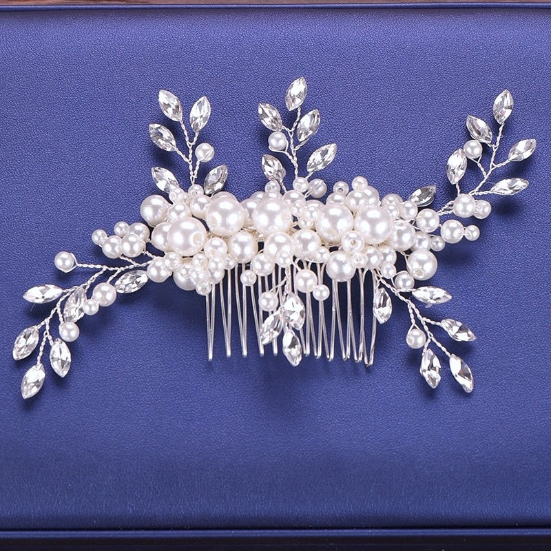 "Missy" - Silver Pearl and Crystal Bridal Hair Comb