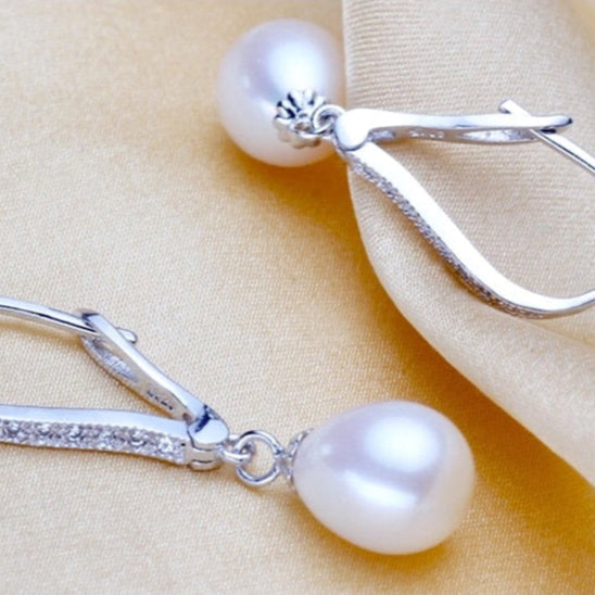 Allie - Freshwater Pearl and Sterling Silver Bridal Earrings