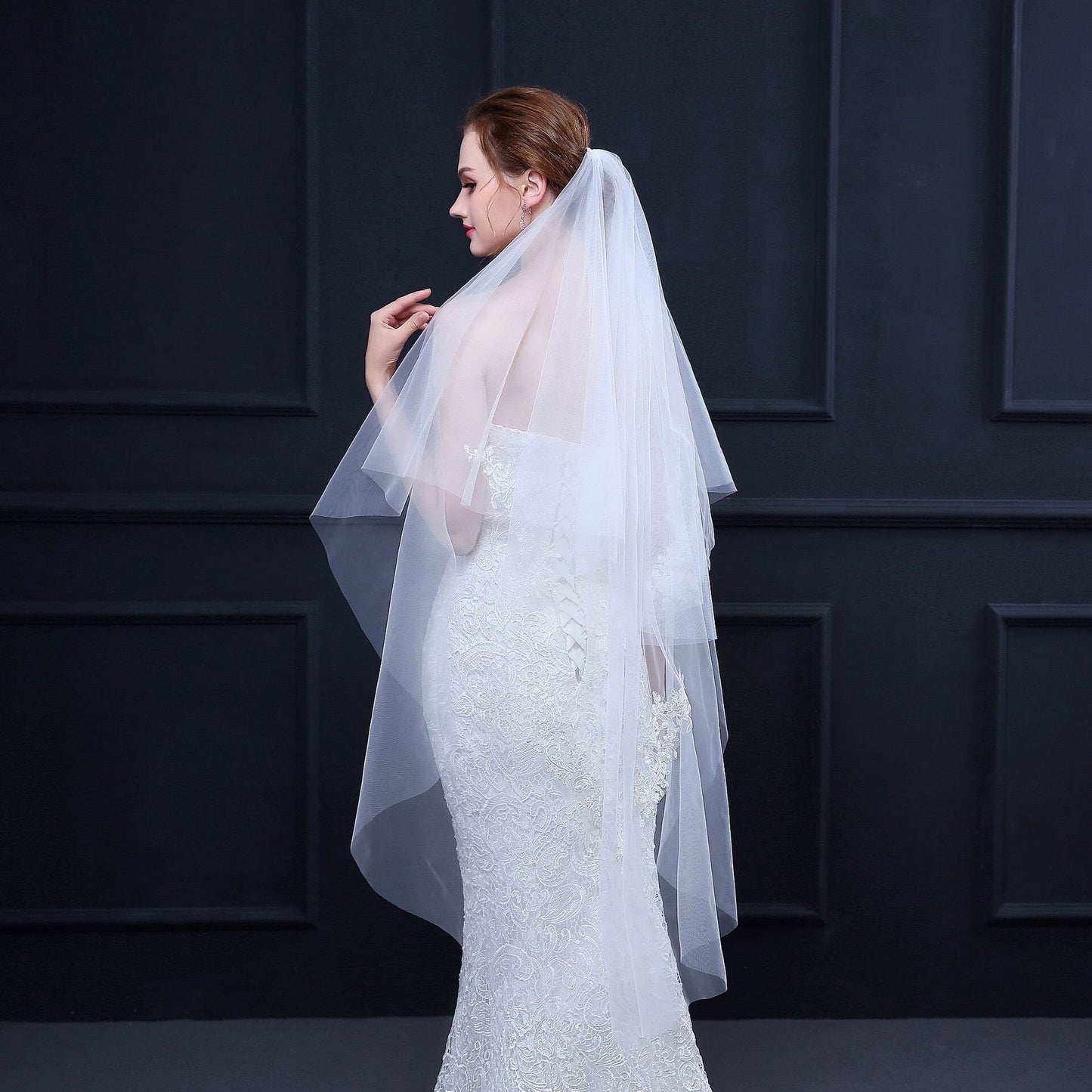 "Jody" - Ivory Fingertip Length Bridal Veil