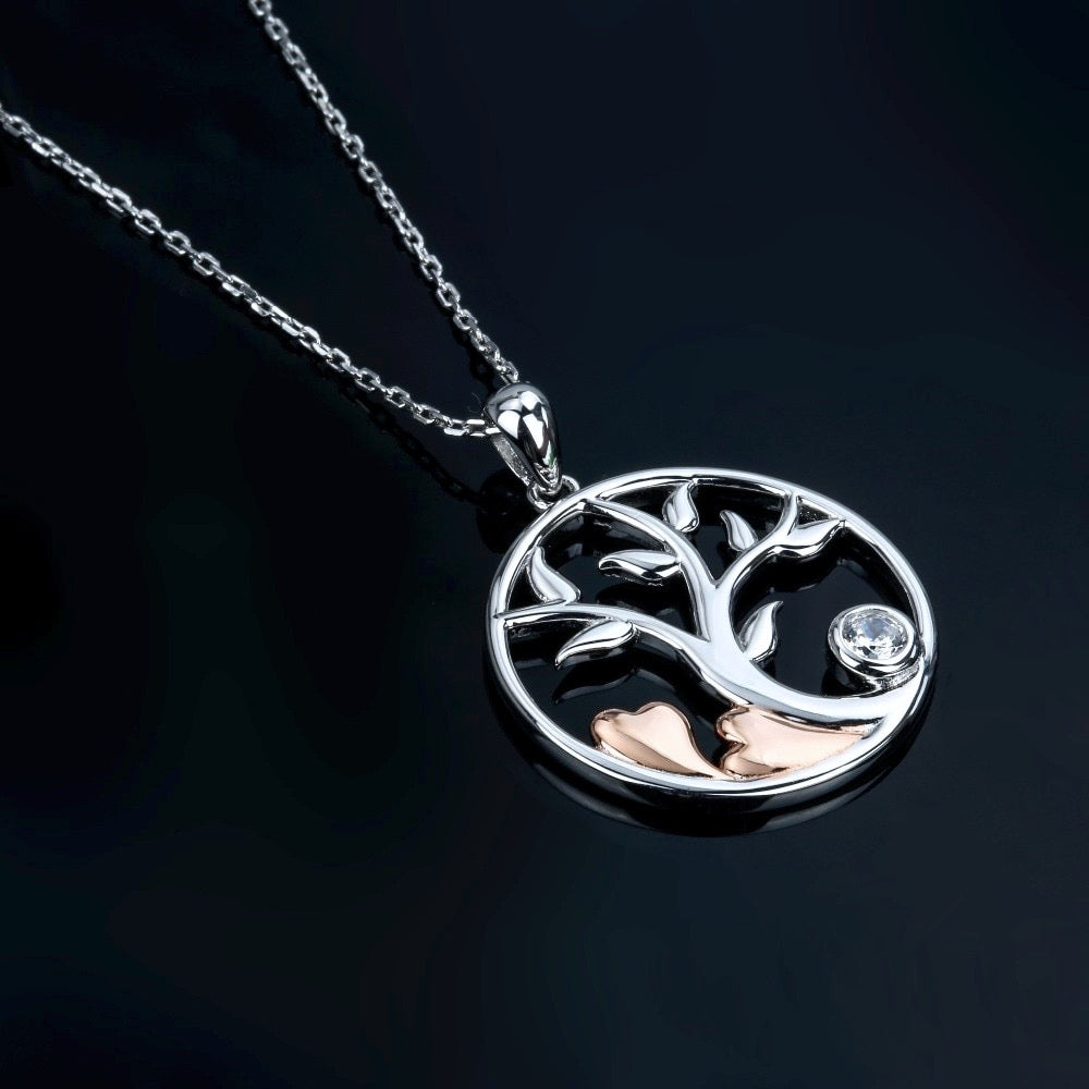 "Georgia" - Sterling Silver, 14K Rose Gold and Cubic Zirconia Necklace