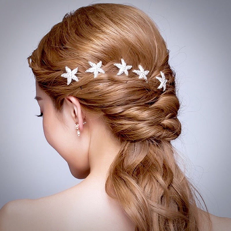 Kailani - Crystal Sea Star Hair Pins - Set of 5