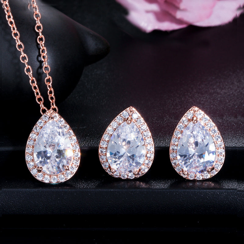 Tina - Cubic Zirconia Bridal Jewelry Set - Available in Silver, Rose Gold and Yellow Gold