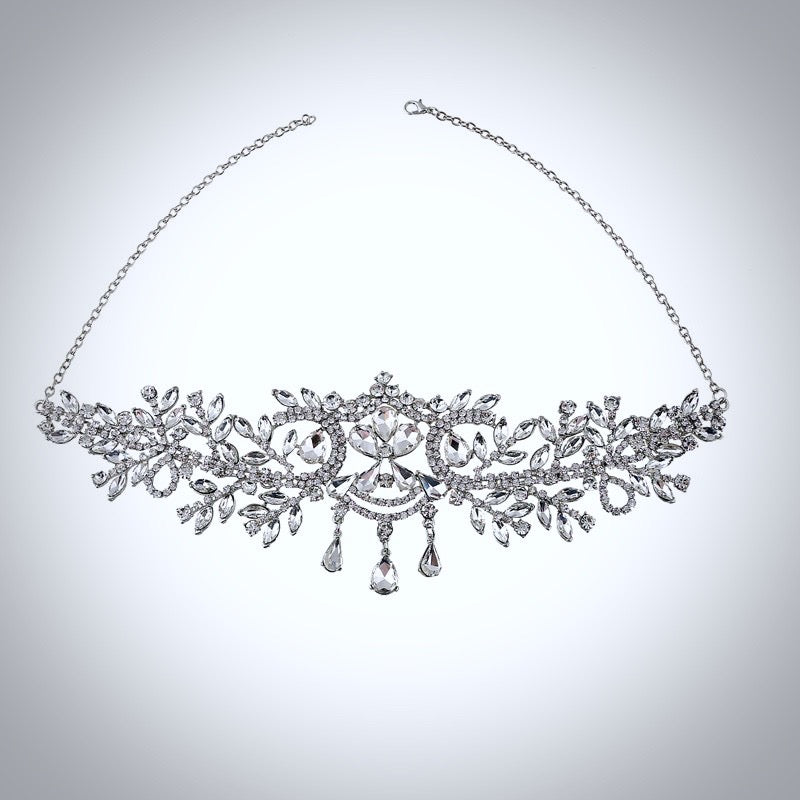 "Kiara" - Crystal Bridal Forehead Chain / Headdress - Available in Silver, Rose Gold and Yellow Gold
