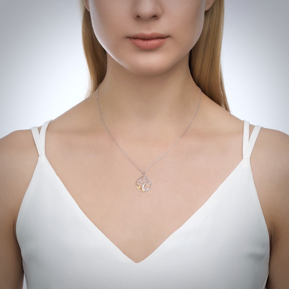 "Georgia" - Sterling Silver, 14K Rose Gold and Cubic Zirconia Necklace