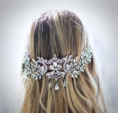 "Kiara" - Crystal Bridal Forehead Chain / Headdress - Available in Silver, Rose Gold and Yellow Gold