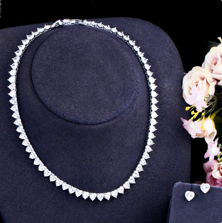 Kristin - Heart Cubic Zirconia Bridal Jewelry Set