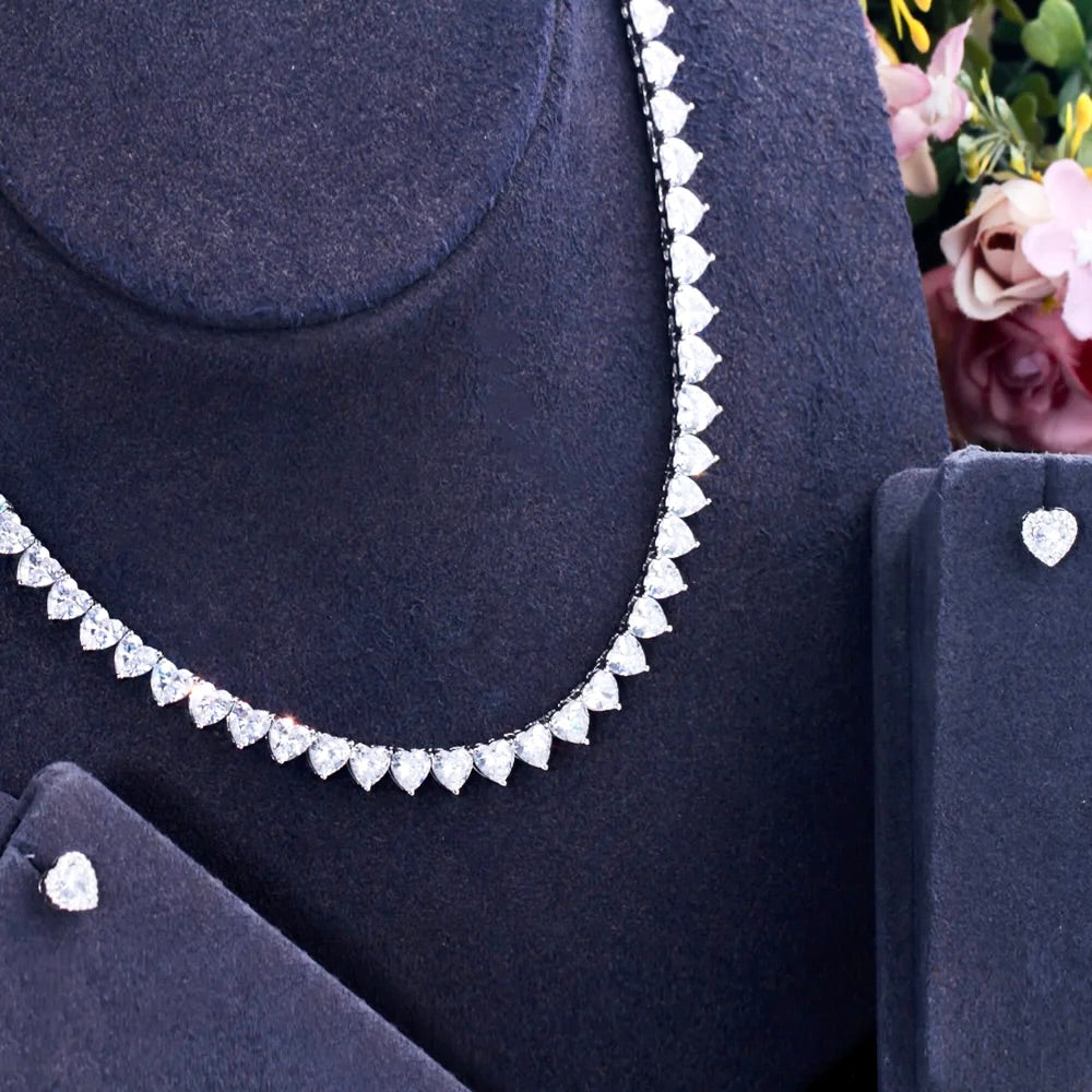 Kristin - Heart Cubic Zirconia Bridal Jewelry Set