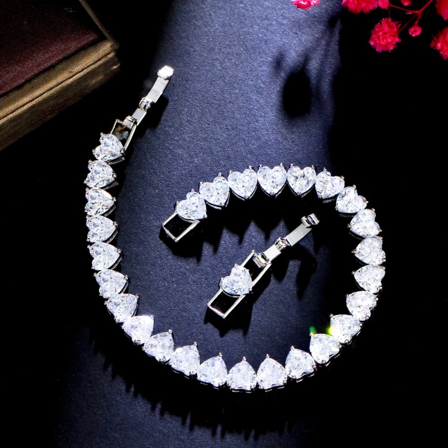 Kristin - Heart Cubic Zirconia Bridal Bracelet