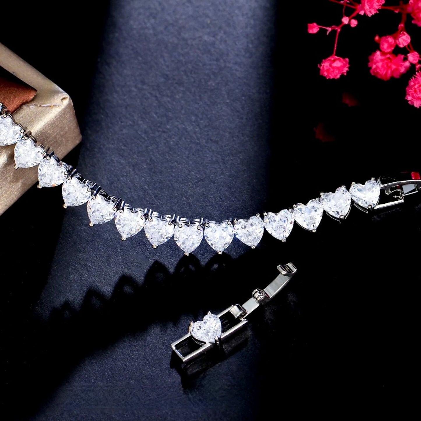 Kristin - Heart Cubic Zirconia Bridal Bracelet