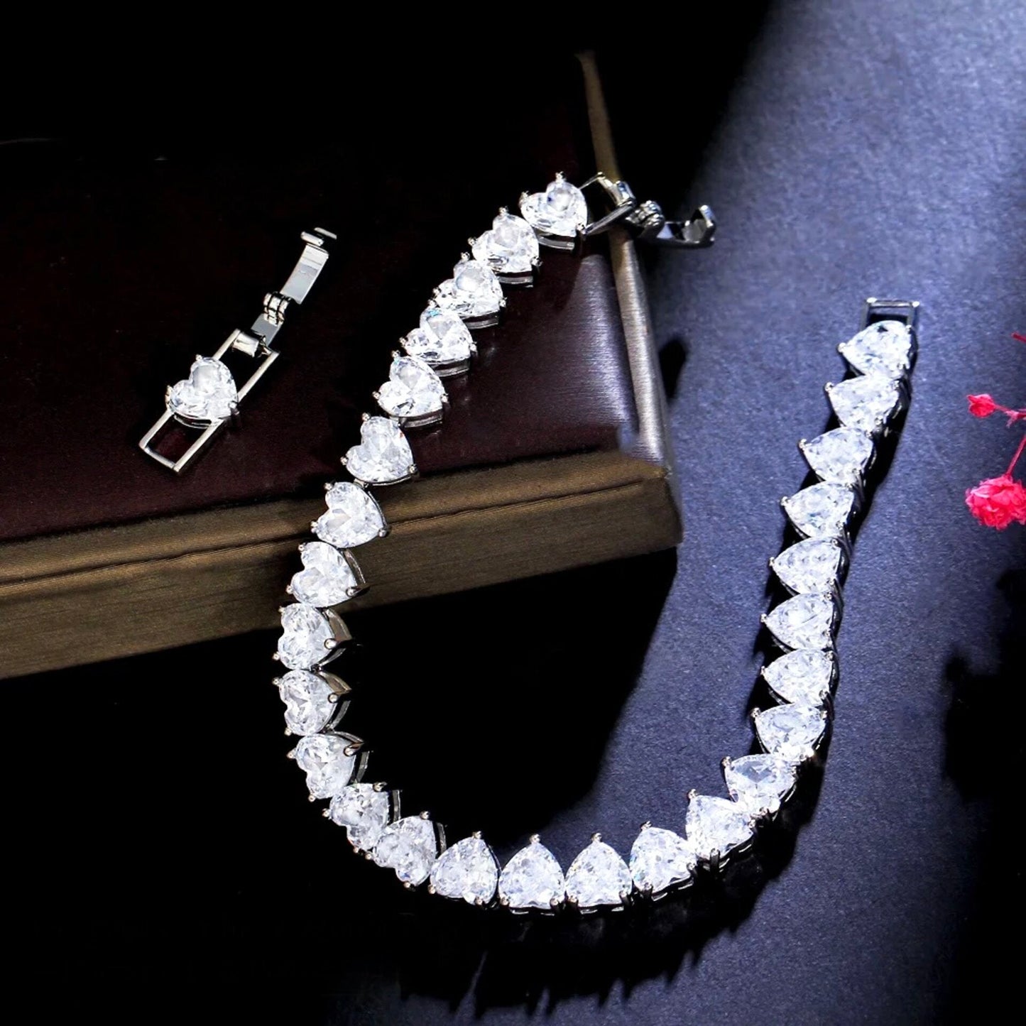 Kristin - Heart Cubic Zirconia Bridal Bracelet