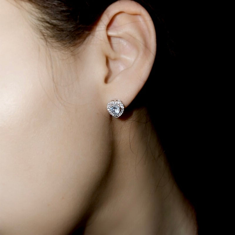 Etienne - Heart CZ Bridal Earrings - Available in Silver and Rose Gold