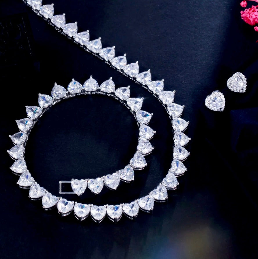 Kristin - Heart Cubic Zirconia Bridal Jewelry Set