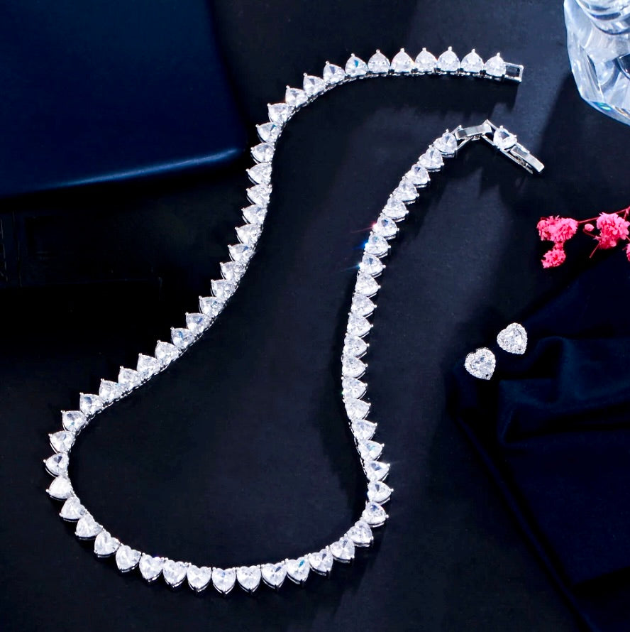 Kristin - Heart Cubic Zirconia Bridal Jewelry Set
