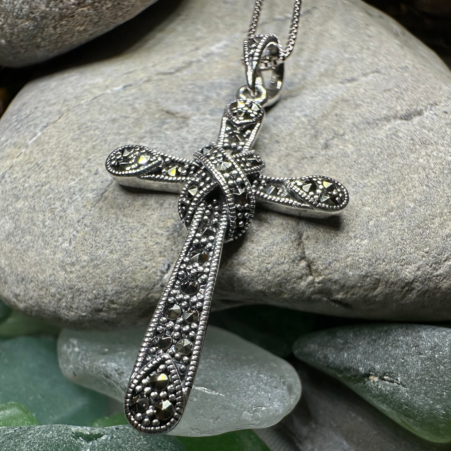 Brenna Marcasite Cross Necklace
