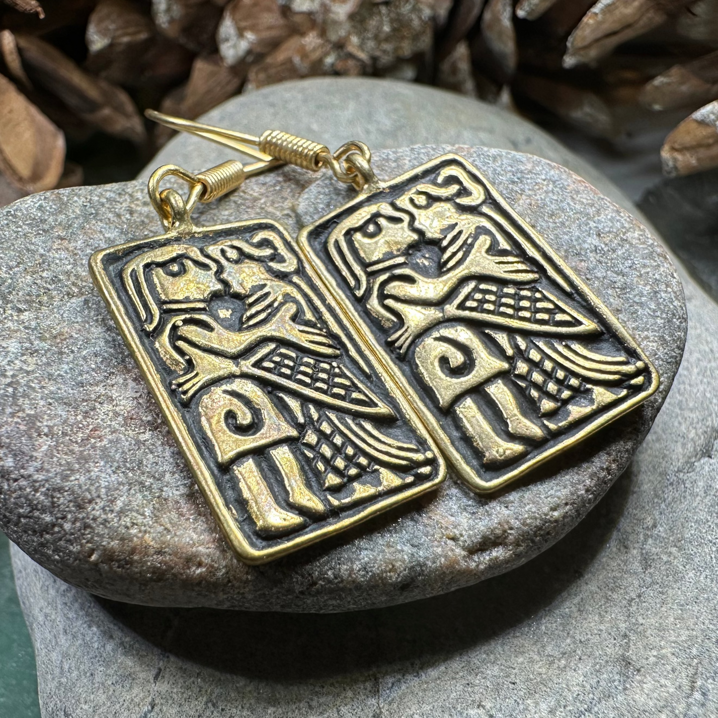Kissing Couple Viking Bronze Earrings