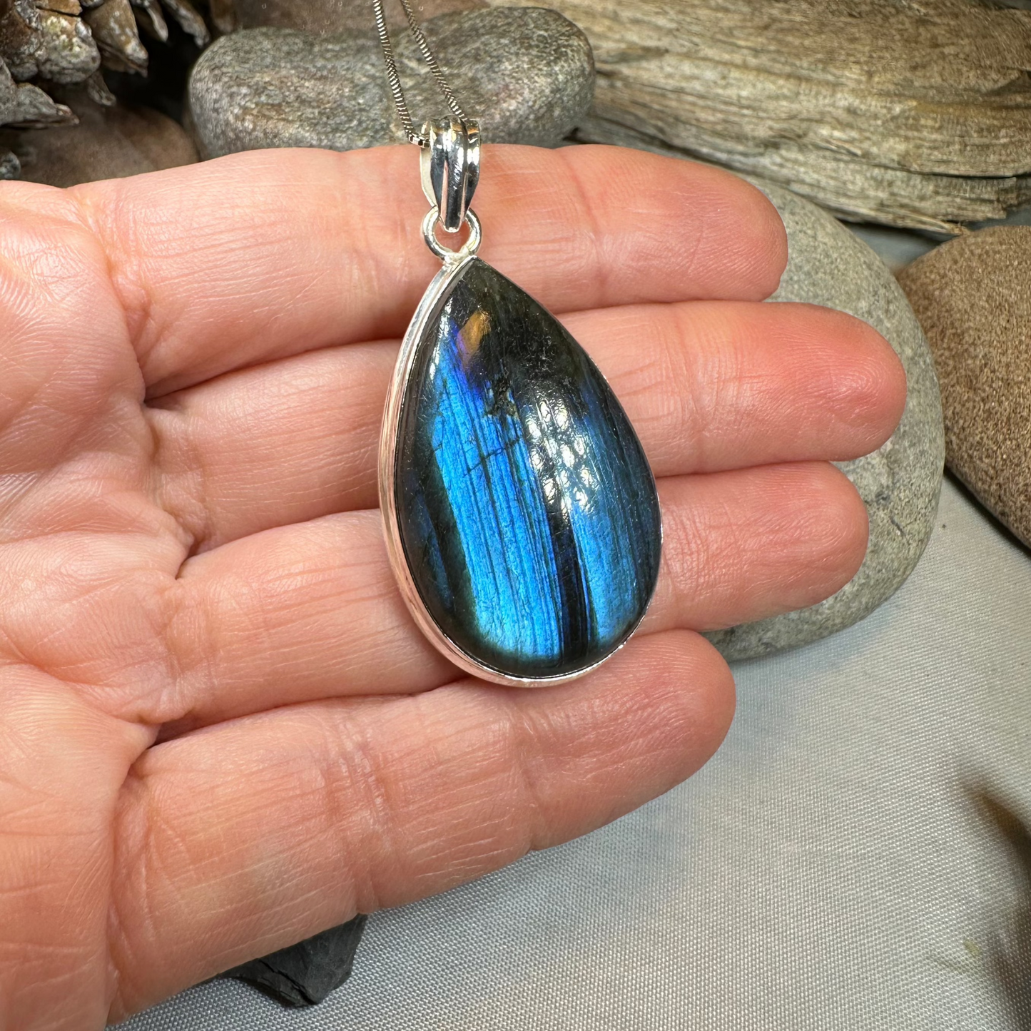 Blue Night Teardrop Labradorite Necklace