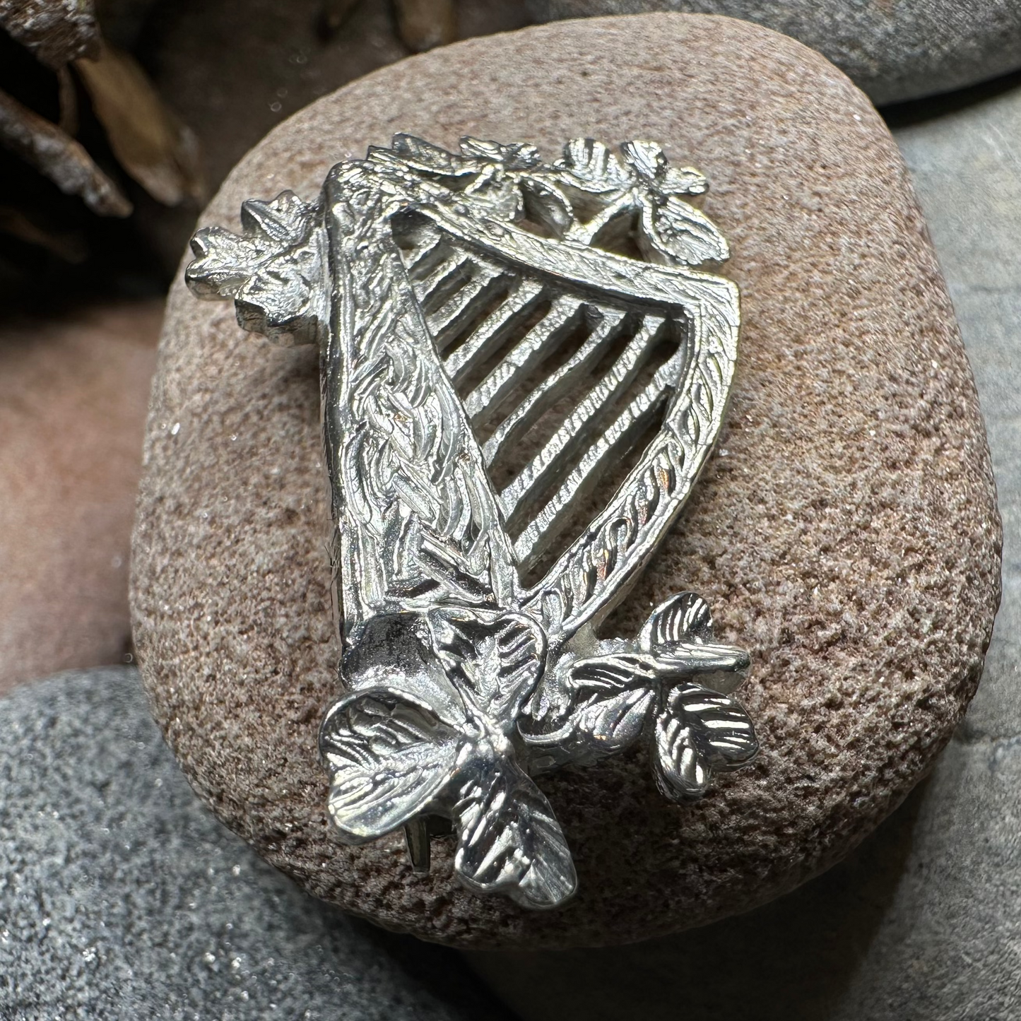 Artisan Irish Celtic Harp Brooch
