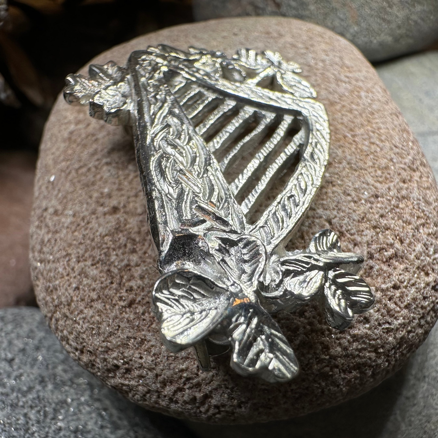 Artisan Irish Celtic Harp Brooch