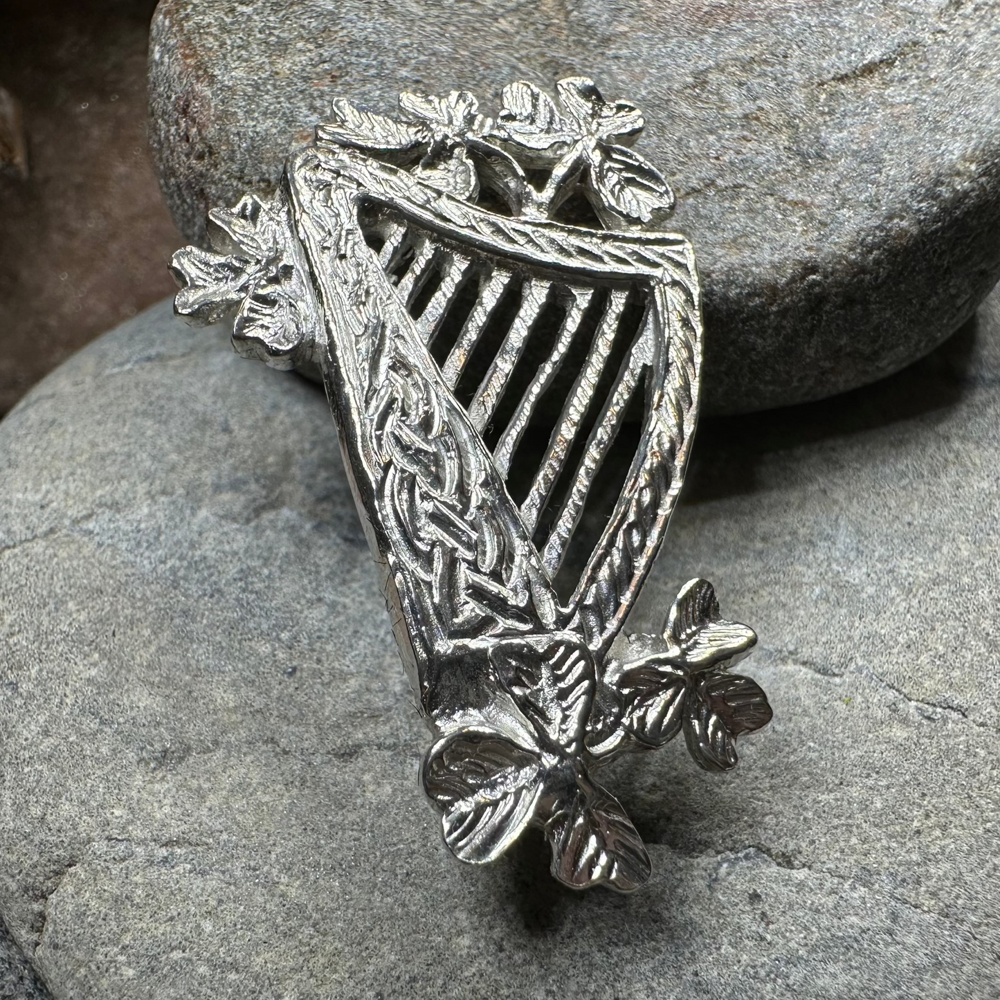 Artisan Irish Celtic Harp Brooch