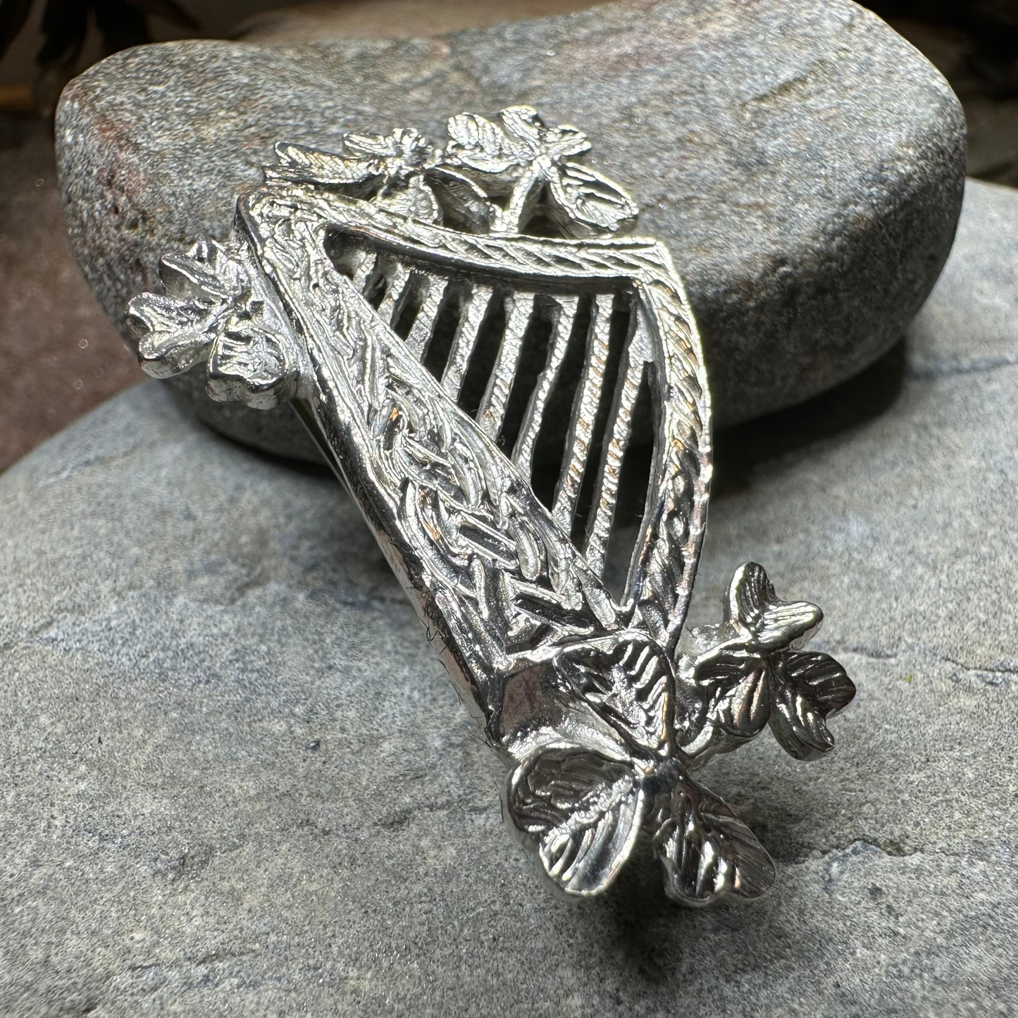 Artisan Irish Celtic Harp Brooch