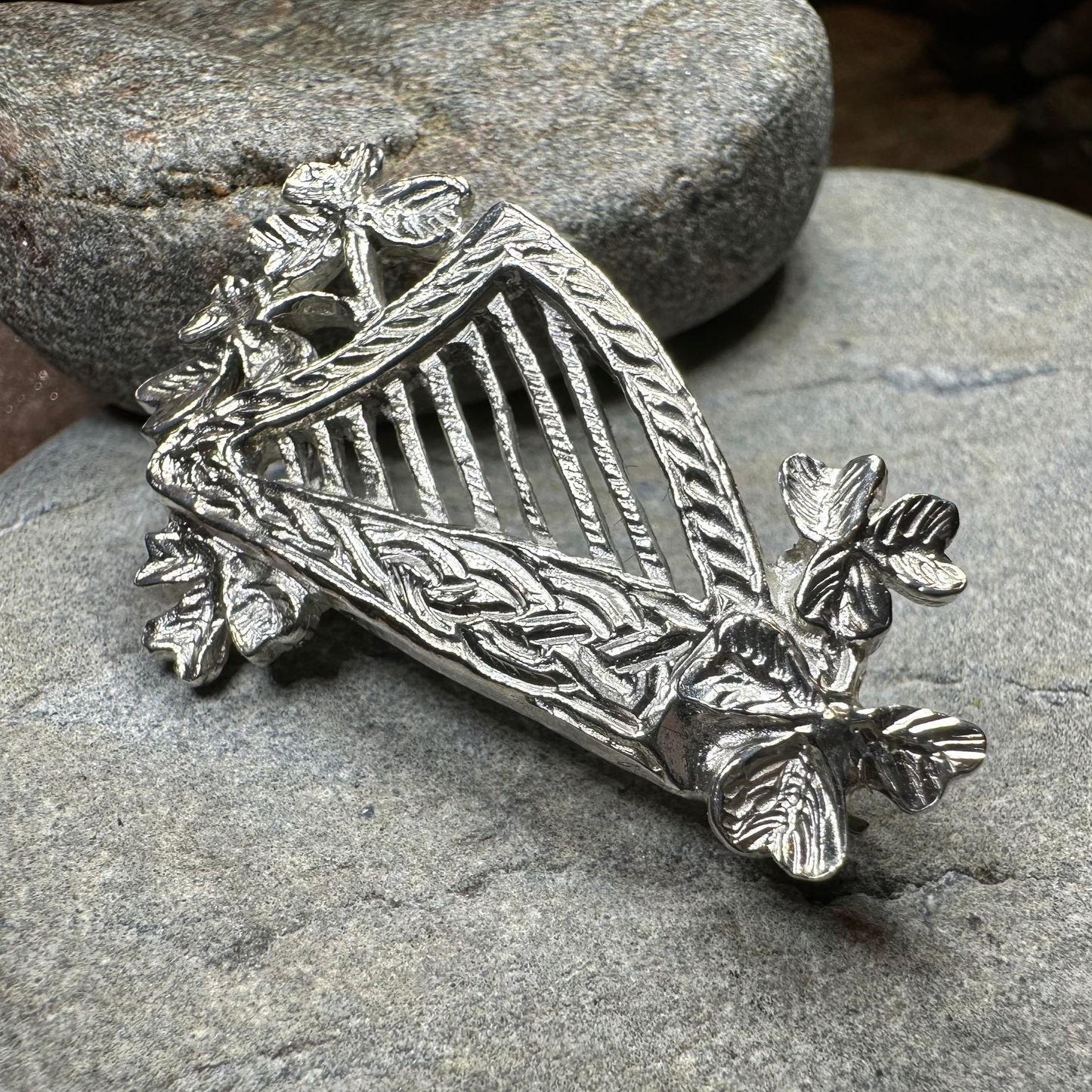 Artisan Irish Celtic Harp Brooch