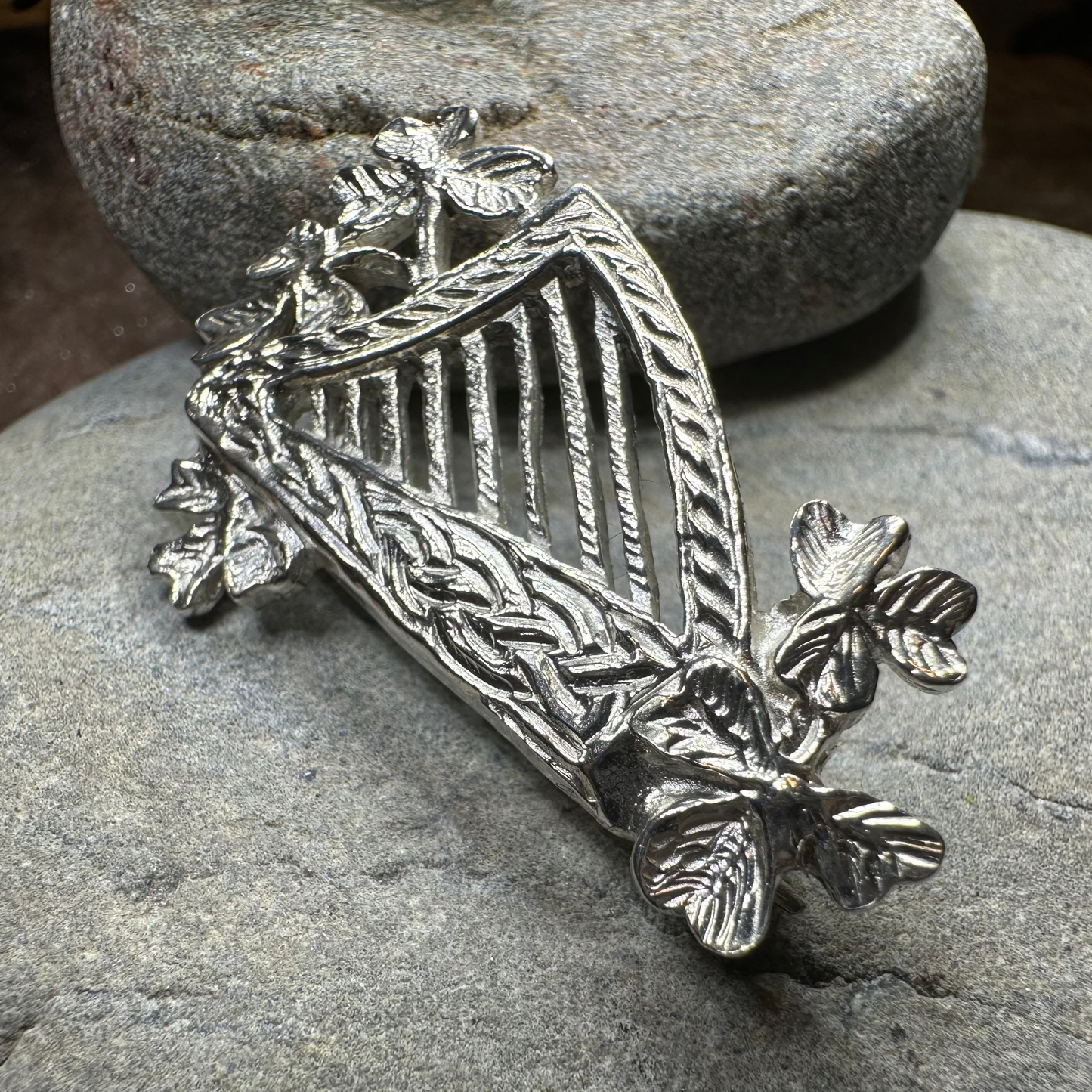 Artisan Irish Celtic Harp Brooch