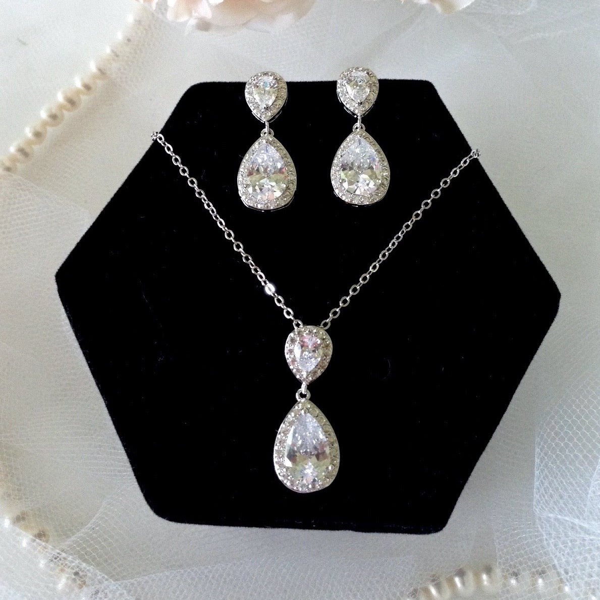 Renee - Cubic Zirconia Bridal Jewelry Set - Available in Silver, Rose Gold and Yellow Gold