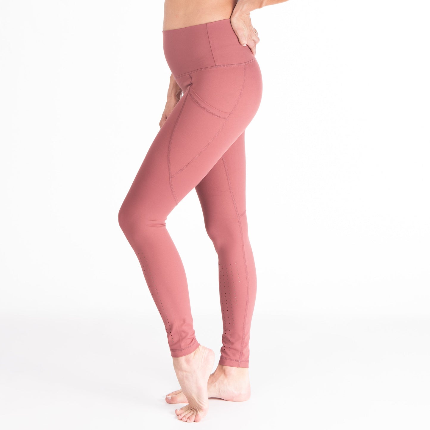 Laser Cut Tummy Control Postpartum Legging (Dusty Rose)